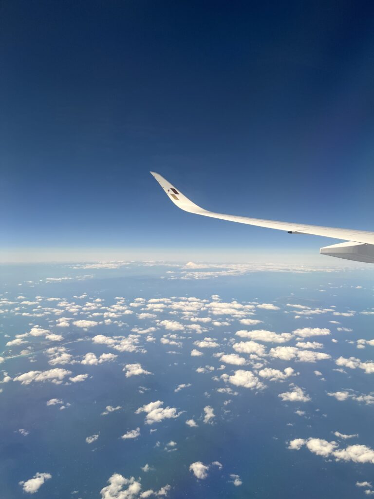 飛行機と飛行機から見た地球
